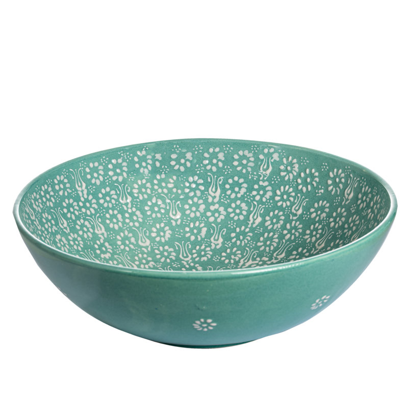 Coppermill Kitchen Hand Painted Ceramic Ceramic Serving Bowl, Green