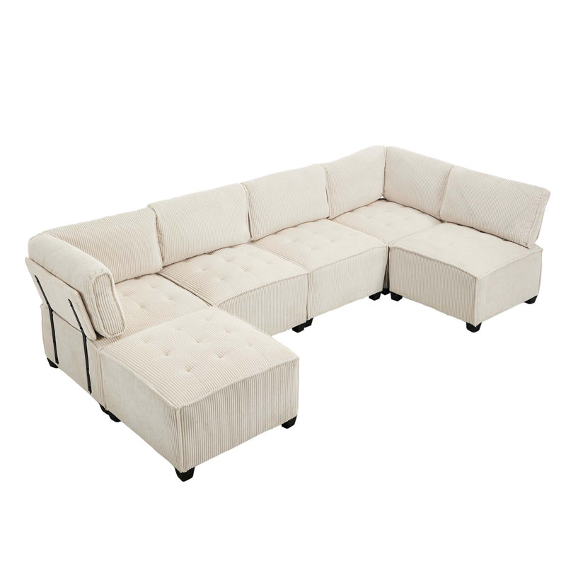 Modular Sectional Sofa U Shaped Modular Couch With Reversible Chaise Modular Sofa Sectional Couch,6- Seat Convertible Sofa