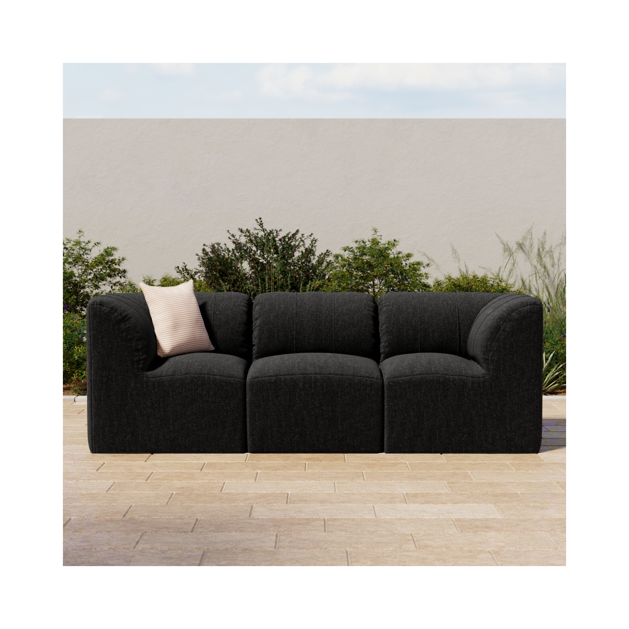 Praia 96" Sunbrella® Modular Outdoor Sofa, Canvas Black Sunbrella® Canvas