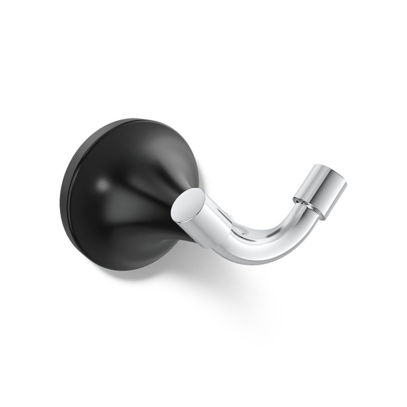 Tone Wall Mounted Robe Hook, Polished Chrome/Matte Black