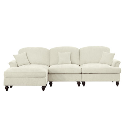 Canapé modulaire en chenille 3 pièces Sofalyn avec accoudoirs évasés et jupes amovibles
