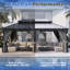 20 pi L 12 pi. D Pavillon de jardin avec toit en acier galvanisé, structure en métal et 4 lumières DEL