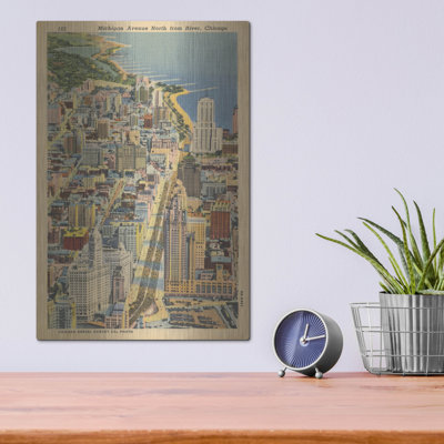 «Michigan Avenue North From River Chicago» par Wild Apple, art mural en métal, 12 po x 16 po