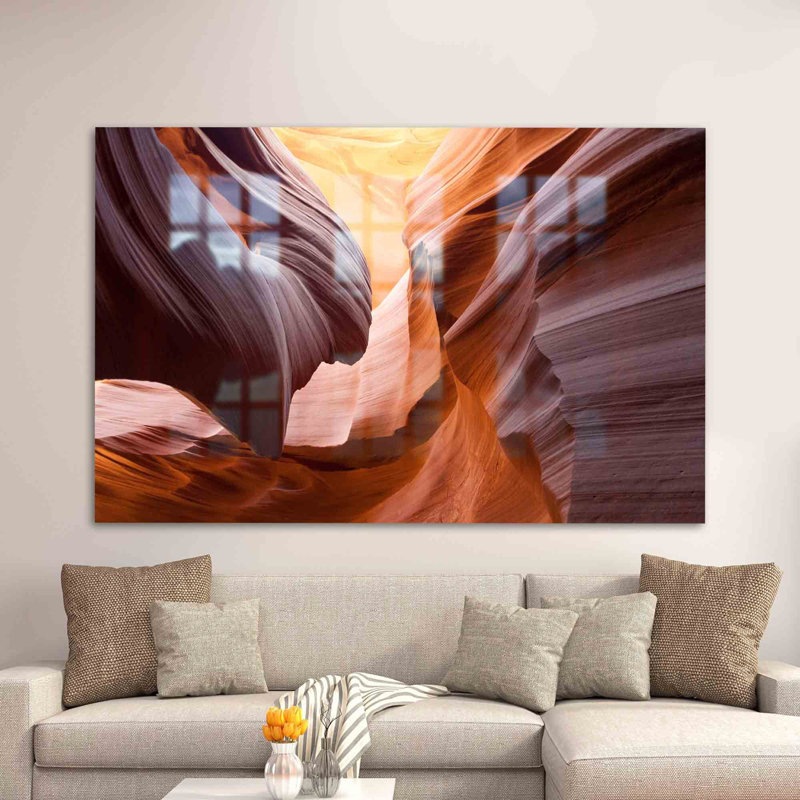 Art mural en verre trempé mettant en vedette de superbes photographies d'Antelope Canyon idéales pour rehausser l'esthétique de la décoration intérieure