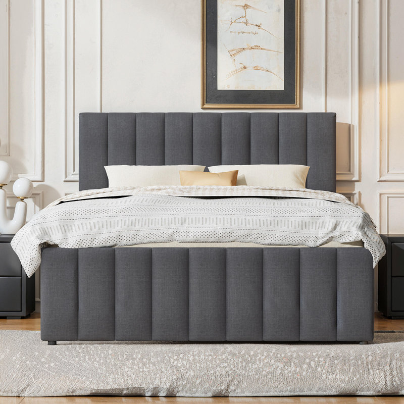 Lit plateforme double tapissier avec lit gigogne simple et 3 tiroirs