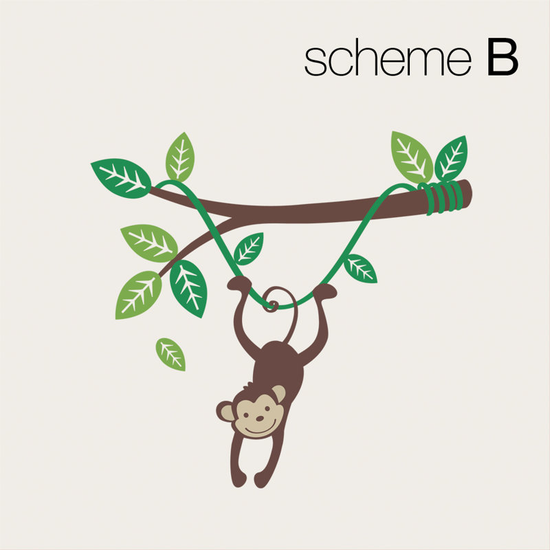 Décalcomanie murale « singe » suspendue sur une branche, Vert / vert poire