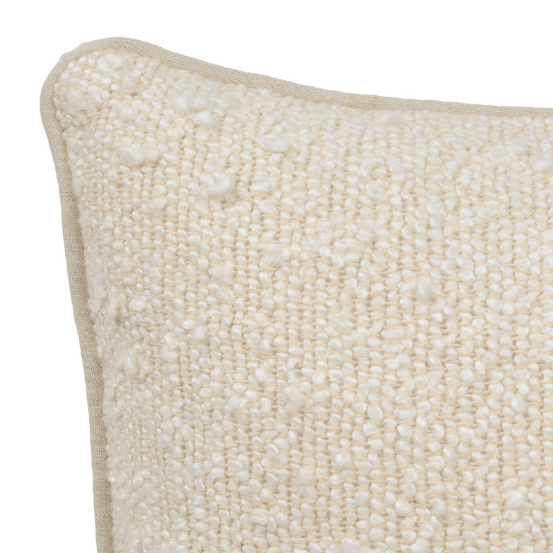 Sava Pillow Cover & Insert, Rectangular, Ivory