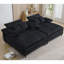 Chaise longue double en velours côtelé l 109 po - 4 coussins, 4 vitesses réglables, 2 places-1609088282