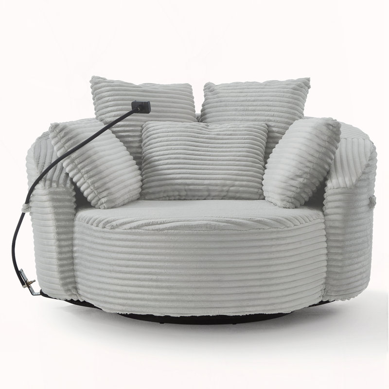 360° Swivel Chair Accent Barrel Chair, Light Gray