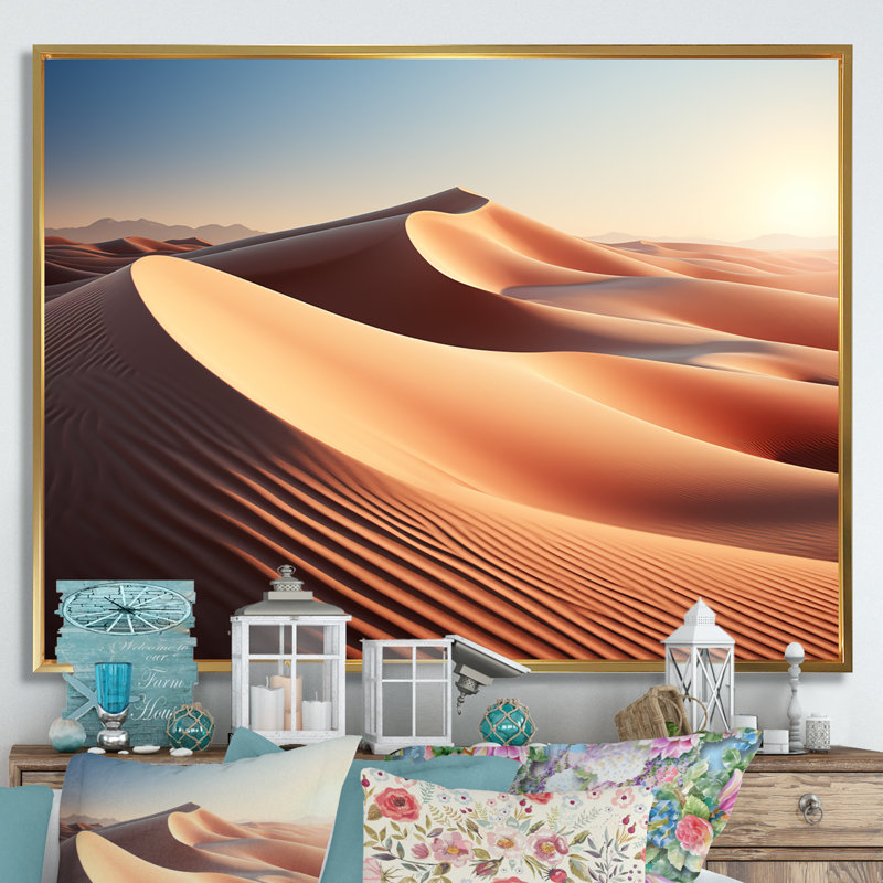 «Desert Sand Bliss I» sur toile, Cadre flottant doré, H 34 po x l 44 po x P 1,5 po