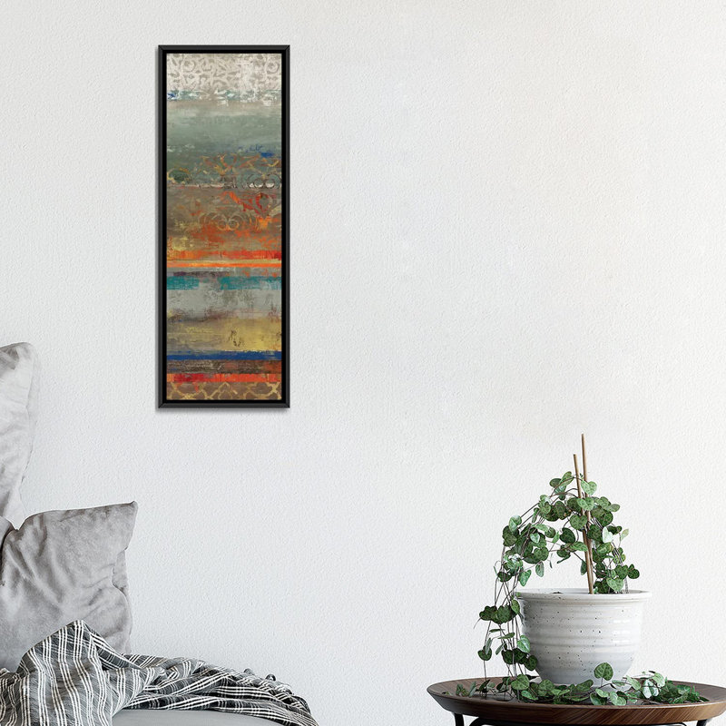« dentelle abstract i », impression sur toile tendue, H 36 po x l 12 po x P 1,5 po, Toile avec cadre noir