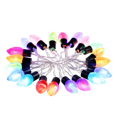 Guirlande lumineuse DEL multicolore à motif fraise, 20 DEL, alimentée par piles, modes scintillant et fixe, idéale pour la décoration des fêtes de Noël en intérieur.