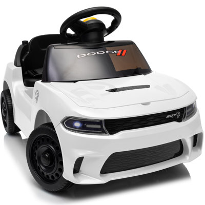 Licensed Dodge 6V Kids Ride-on Push Car, Electric Toy Car for Toddlers 1-3, with Music & Storage - White