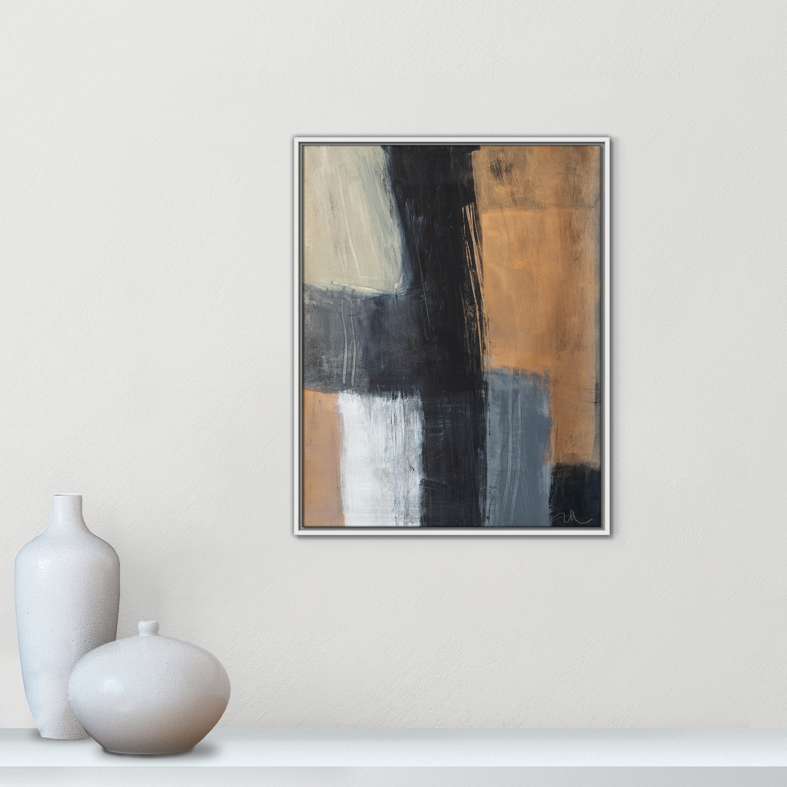 Calderon "Metallic Slate II" Print, 29.5" H x 23.5" W x 2" D, White Floater Framed, No Mat