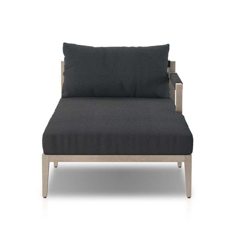 Sherwood Outdoor Chaise Lounge, Fiqa Slate Boucle, Weathered Gray/Dark Gray