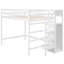 Lit mezzanine double avec rangement intégré et escalier, structure en bois de pin blanc pour la chambre à coucher-1439397551