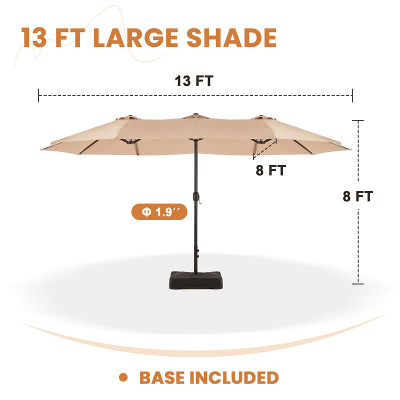 6-Person Rectangular Patio Dining Set With Umbrella & Textilene Swivel Chairs, Brun / Beige