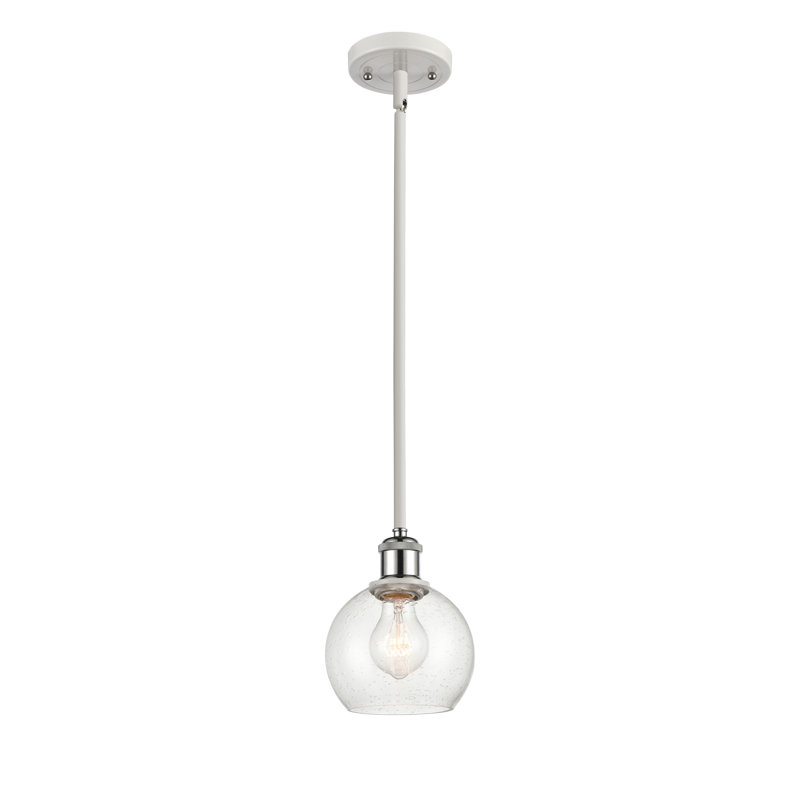 Luminaire suspendu sphérique 1 lumière Cindi, Ampoule non incluse, Blanc / chrome poli, H 7,88 po x l 6 po x P 6 po