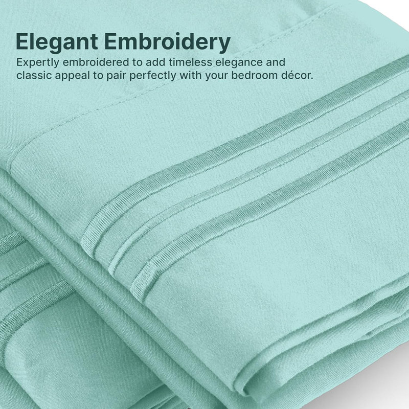 Extra Deep Pocket Sheet Set, Cooling & Breathable Bed Sheets, Soft Hotel Luxury Bedding, Fits 18–24 Inch Mattress, Spa Blue