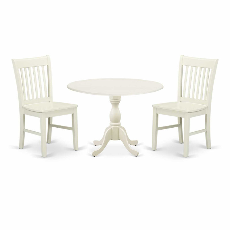 Ensemble de table de salle à manger 5 pièces pour 4 personnes comprenant une table de cuisine ronde avec Dropleaf et 4 chaises de coin-repas, 42 po x 42 po, lin blanc