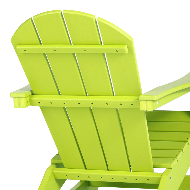 Chaise Adirondack à bascule en plastique avec table Vinnie, Limette