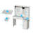 Glass Top Dressing Table - Jewelry Mirror Cabinet, 2 Drawers, LED Touch Lights & Power Strip-2091019147