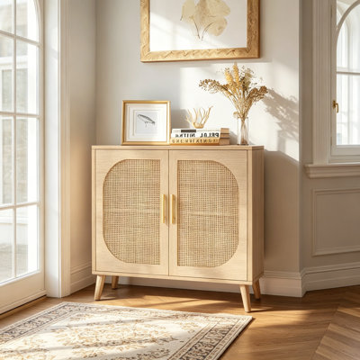 Buffet Cabinet with Storage Accent Bathroom Floor Cabinet with Two Doors and 4 compartments for Storage