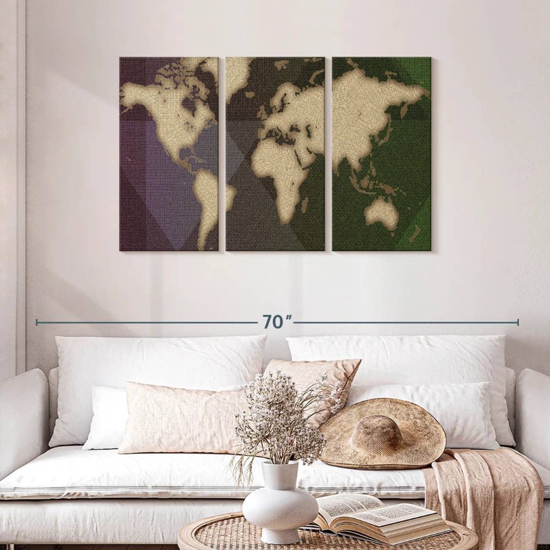 Carte du monde de la flanelle d'Aliaz, H 28 po x l 45 po