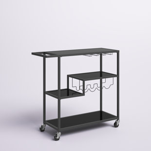 HOMYSHOPY Acrylic Bar Cart with Wine Rack & Glass Holder, 2-Tier Silver  Rolling Cart, Chrome