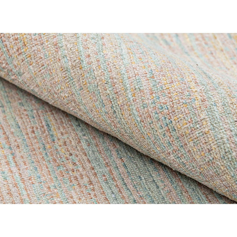 Tapis en laine tissé à la main en orange / gris, Rectangle 9 pi x 12 pi