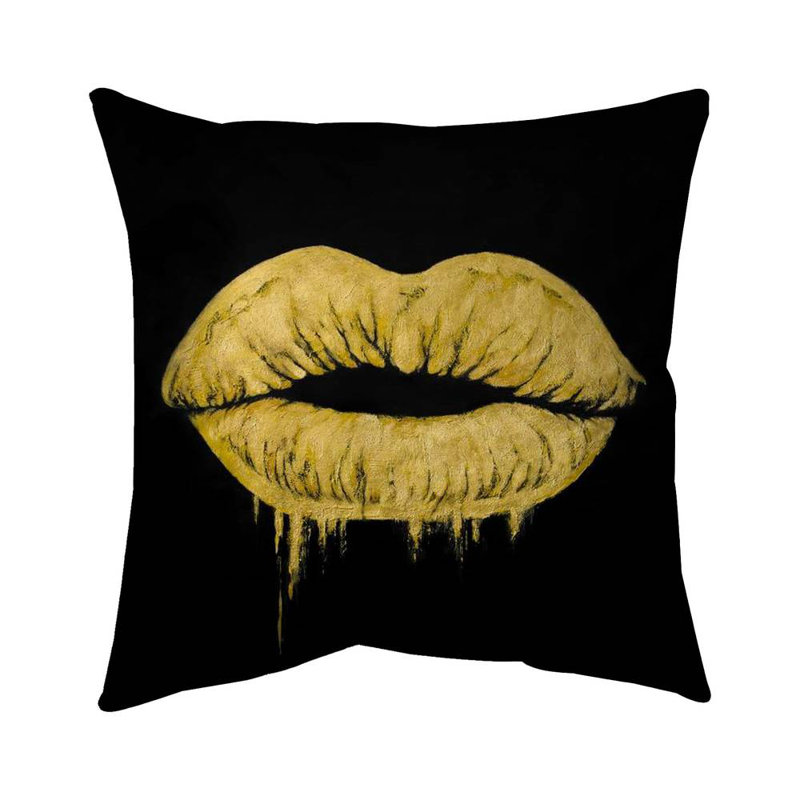 Golden lips - 26"x26" Throw pillow cover - Poly twill - Print on demand, Pillow Cover Only - No Insert, 26" x 26"