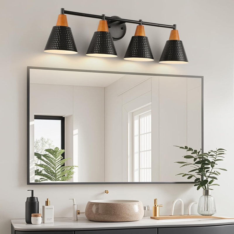 Applique murale industrielle avec abat-jour martelé, luminaire de salle de bain 4 lumières pour la chambre à coucher, le salon et la cuisine