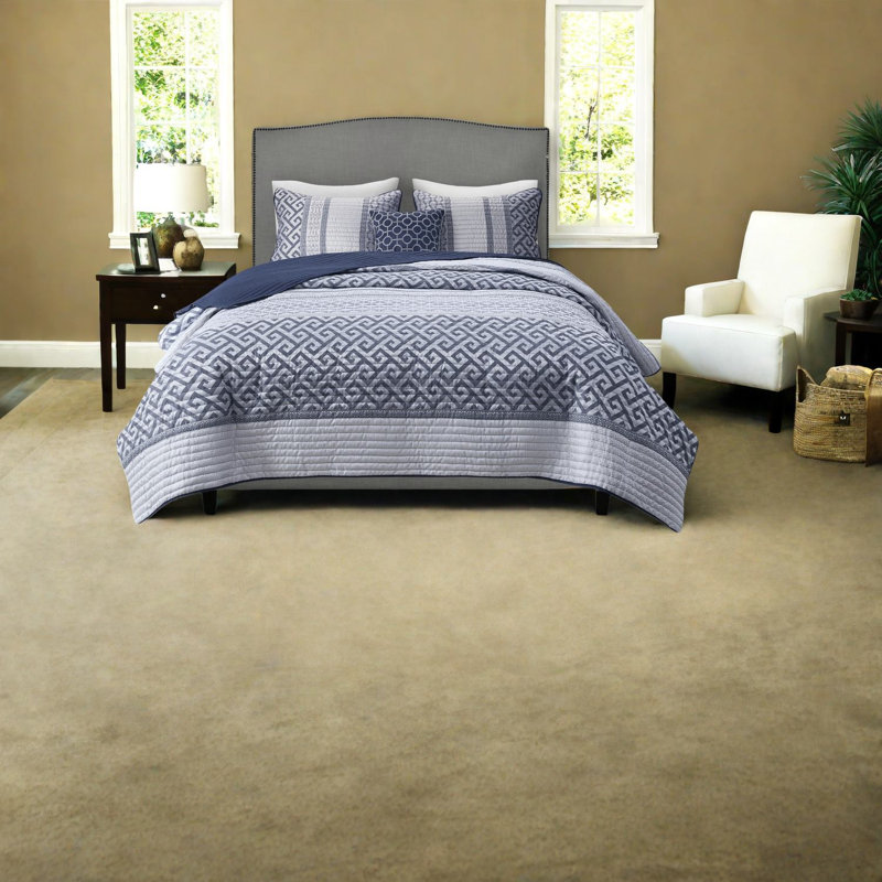 Ensemble de literie élégant en jacquard bleu marine, polyester, design traditionnel pour la maison