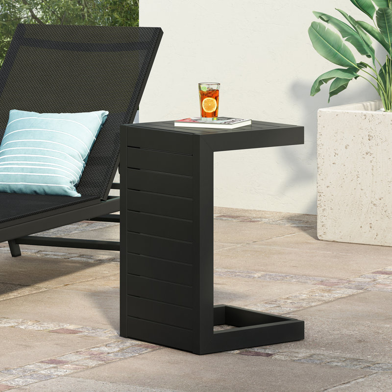 Table d'appoint en aluminium noir mat pour les loisirs de patio