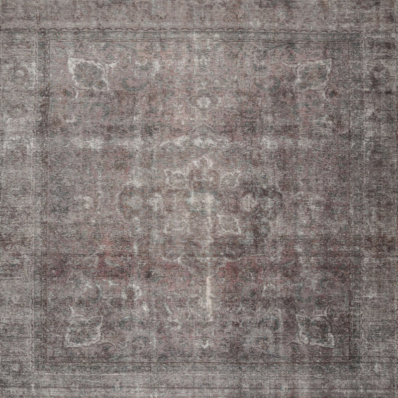 Brun clair oriental/Tapis décoratif gris Prévost, Carré 3 pi
