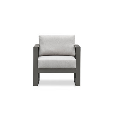 Fauteuil d'extérieur avec coussins Aulander, moka