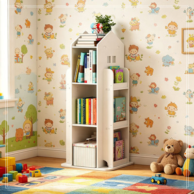 Bibliothèque rotative à 4 niveaux avec rangement ouvert