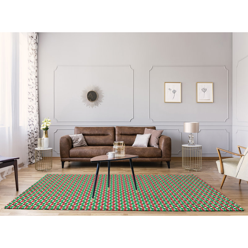 Tapis gris/rouge/brun zone fait main géométrique, Rectangle 9 pi x 12 pi