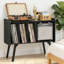 Record Player Stand With 4 Cabinets , Large Mid-Century Turntable Stand With Wood Legs, Vinyl Storage Table For Living Room Bedroom-1491048024