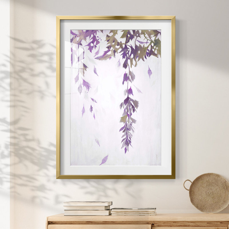 Feuille cascade II - impression encadrée, H 28,5 po x l 20,5 po, Doré
