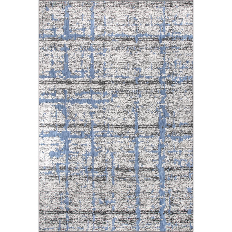 Tapis bleu / gris Edmond, Rectangle l 7 pi 10 po x L 10 pi