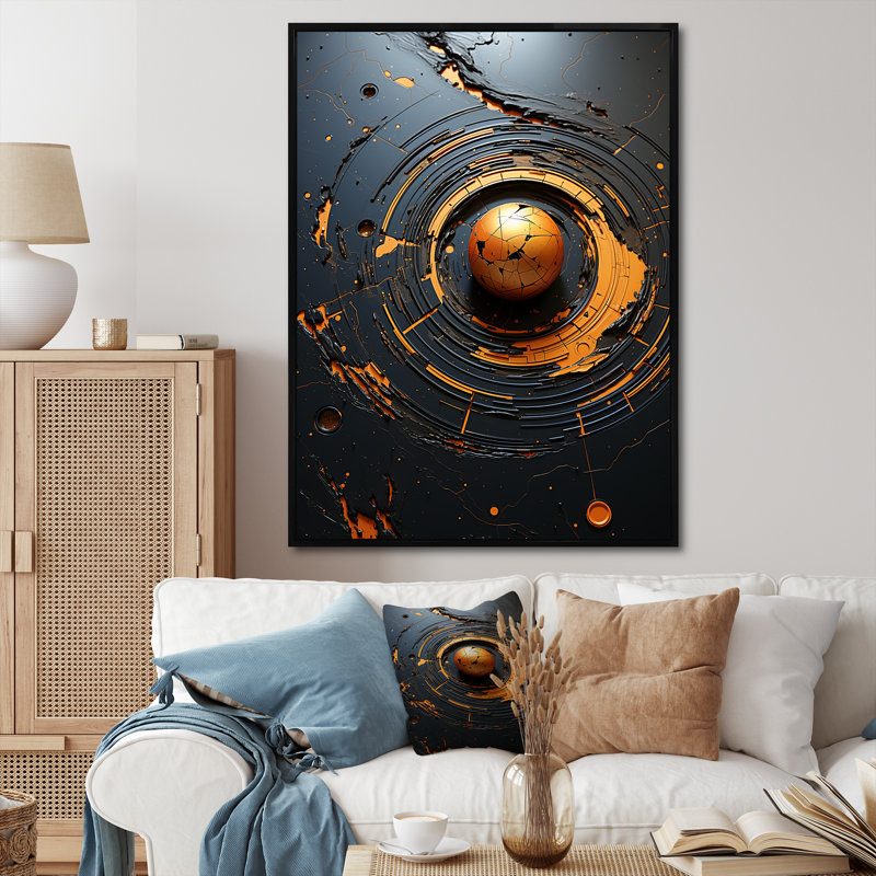 Gris et jaune Amazonite pierre - labyrinthe d'art mural, H 20 po x l 12 po x P 1 po, Cadre flottant noir