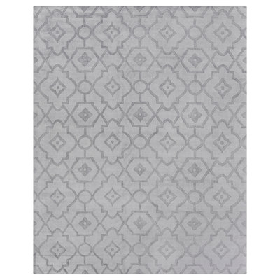 Hand Loomed Geometric Area Rug in Aqua