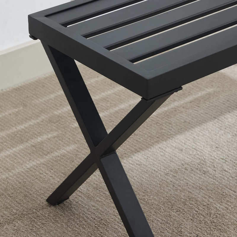 Ensemble de 2 bancs de jardin d'extérieur en métal, banc de patio sans dossier, bancs de parc imperméables pour jardins, patios