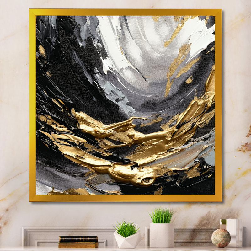 Golden Wave Reflections VIII - Abstract, reproduction encadrée, H 36 po x l 36 po x P 1,5 po