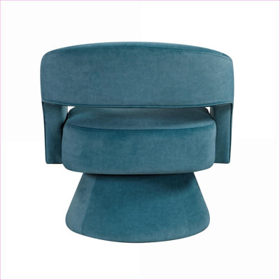 Modern Swivel Accent Chair for Adults, Dark Teal Velvet Solid Wood Accent Seating for Living Room Bedroom