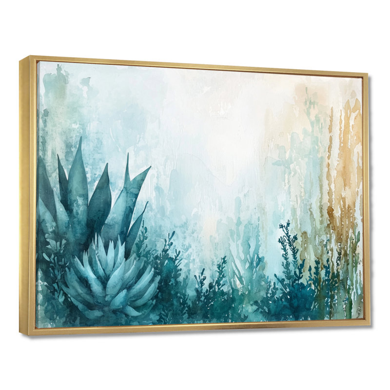 «Cactus Forest Minimal Composition - Floral Cactus», reproduction d'art murale, H 12 po x l 20 po, Doré