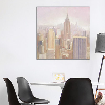 Manhattan In The Mist by Julia Purinton - Wrapped Canvas Painting