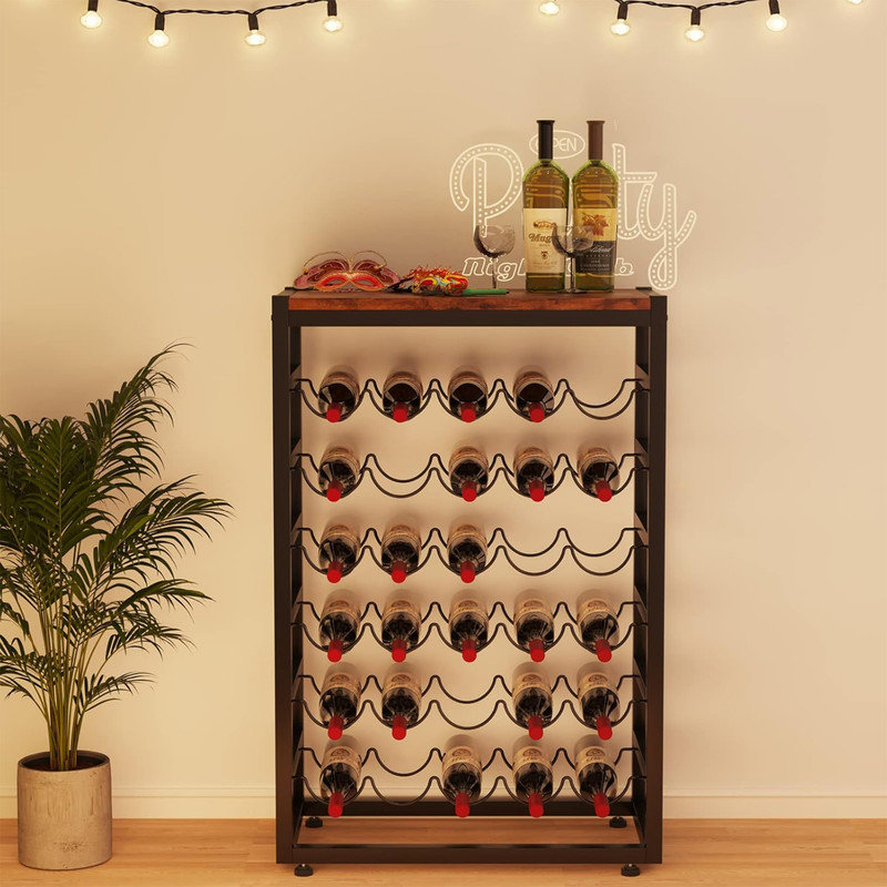 Mini Bar LUMAMU 25 Bottle Wine Rack Freestanding Floor Rustic Wine