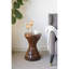 Table d'appoint 11,8 x 11,8 x 18,1 pouces en bois brun, pour table d'appoint de salon avec mosaïque texturée, pouces, plateau rond lisse, bohème